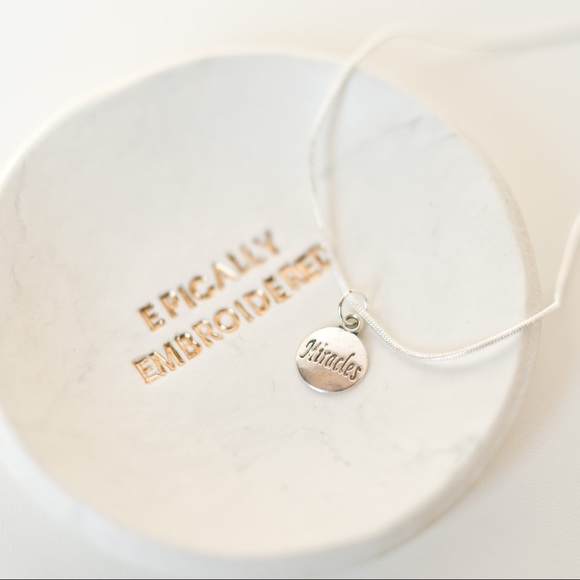 Epically Embroidered Jewelry - 22 inch silver necklace with miracles charm